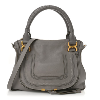 CHLOE Calfskin Medium Marcie Satchel Cashmere Grey