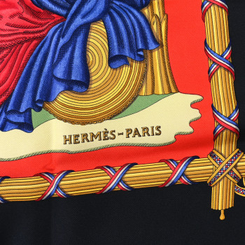 HERMES Silk Republique Francaise Liberte Egalite Fraternite 1789 Scarf 90