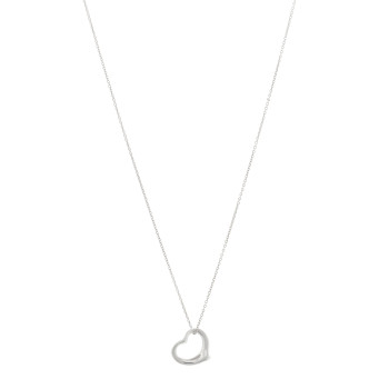 TIFFANY Sterling Silver 16mm Elsa Peretti Open Heart Pendant Necklace
