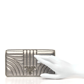 PRADA Metallic Nappa Mini Impunture Diagramme Mini Crossbody Bag Cromo