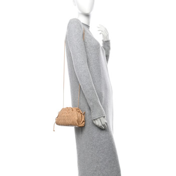 BOTTEGA VENETA Nappa Intrecciato The Mini Pouch Almond