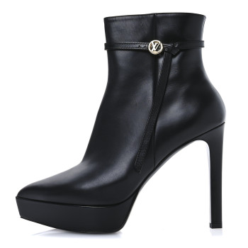 LOUIS VUITTON Calfskin LV Roxy Platform Ankle Boots 41 Black