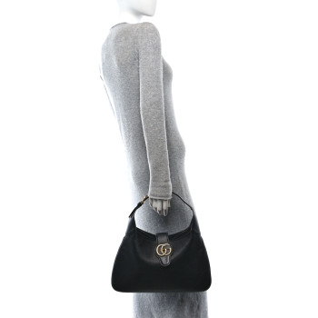 GUCCI Goatskin Medium Aphrodite Shoulder Bag Black
