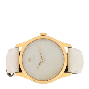 GUCCI Stainless Steel Calfskin 38mm G-Timeless Quartz Watch White