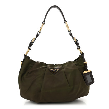 PRADA Tessuto Nylon Vitello Daino Hobo Bruciato
