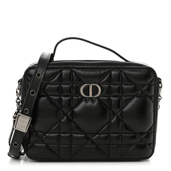 CHRISTIAN DIOR Calfskin Macrocannage Caro Box Bag Black