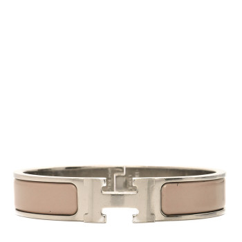 HERMES Enamel Narrow Clic Clac H Bracelet PM Marron Glace