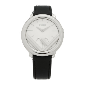 FENDI Stainless Steel Calfskin 36mm Fendi Run Away Quartz Watch Black