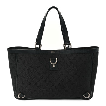 GUCCI Denim Monogram Large Abbey Tote Black
