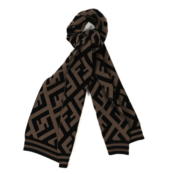 FENDI Wool FF Scarf Brown Black
