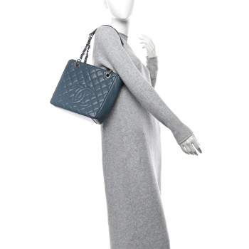 CHANEL Caviar Quilted Petit Shopping Tote PST Blue