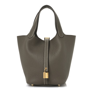 HERMES Taurillon Clemence Picotin Lock 18 PM Etoupe