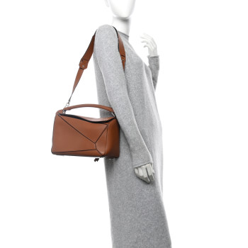 LOEWE Calfskin Medium Puzzle Bag Tan