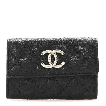 CHANEL Caviar Quilted CC Flap Card Holder Black