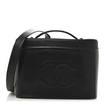 CHANEL Caviar Timeless CC Large Cosmetic Train Case Black