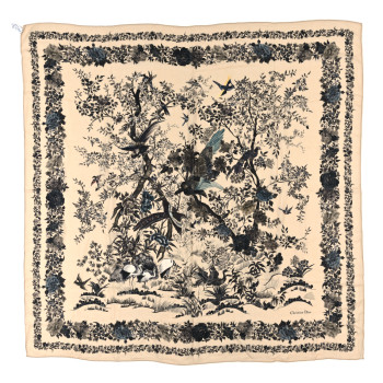 CHRISTIAN DIOR Silk Jardin D'Hiver Scarf Beige
