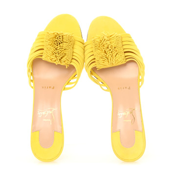 CHRISTIAN LOUBOUTIN Suede Belbrossa 55 Mules 38 Citronnade