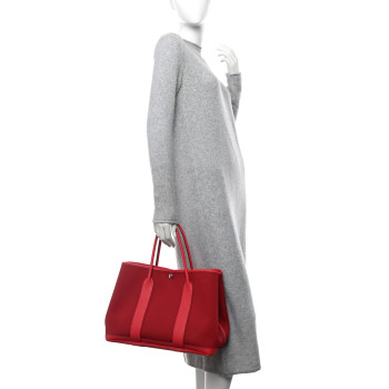 HERMES Toile Militaire Negonda Garden Party 30 TPM Rouge Grenat Bougainvillea