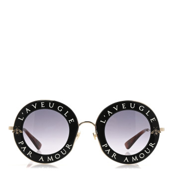 GUCCI Metal L'Aveugle Par Amour Round Frame Sunglasses GG0113S Black