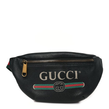 GUCCI Grained Calfskin Small Logo Belt Bag Black