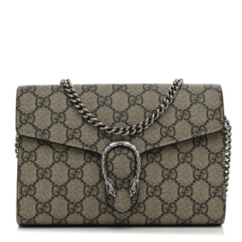 GUCCI GG Supreme Monogram Mini Dionysus Chain Wallet Beige Taupe