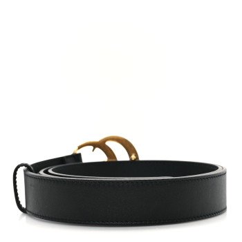 GUCCI Calfskin Double G 30mm Belt 95 38 Black