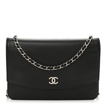 CHANEL Caviar Sevruga Wallet on Chain WOC Black