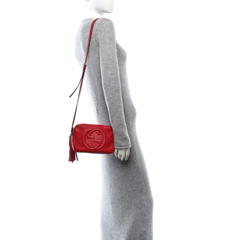 GUCCI Pebbled Calfskin Small Soho Disco Bag Tabasco Red