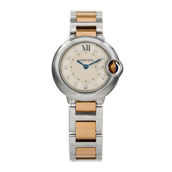 CARTIER Stainless Steel 18K Pink Gold Diamond 28mm Ballon Bleu De Cartier Quartz Watch