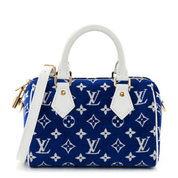 LOUIS VUITTON Jacquard Velvet Monogram LV Match Speedy Bandouliere 20 Blue