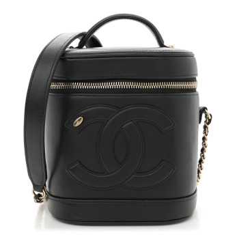 CHANEL Lambskin Timeless Vanity Cosmetic Case Black