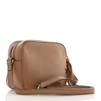 GUCCI Pebbled Calfskin Small Soho Disco Bag Camelia