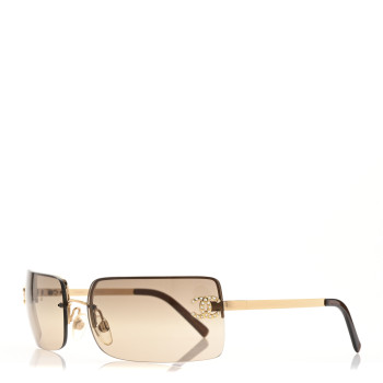 CHANEL Crystal CC Logo Sunglasses 4104-B Gold