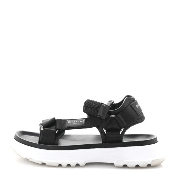 GIVENCHY Calfskin Canvas Braided Spectre Sandals 42 Black
