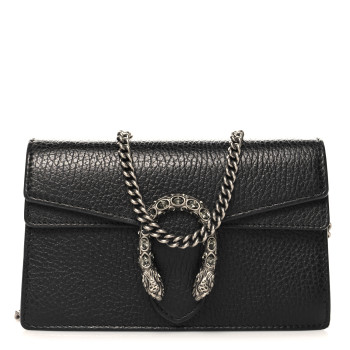 GUCCI Calfskin Super Mini Dionysus Shoulder Bag Black