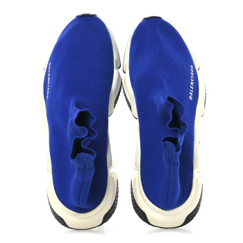 BALENCIAGA Neoprene Knit Womens Speed Sneakers 38 Bleu Saphir