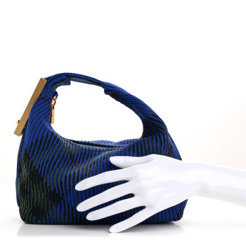 BURBERRY Canvas Knitted Check Mini Peg Duffle Bag Knight