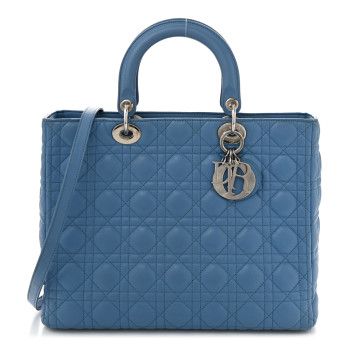 CHRISTIAN DIOR Lambskin Cannage Large Lady Dior Blue