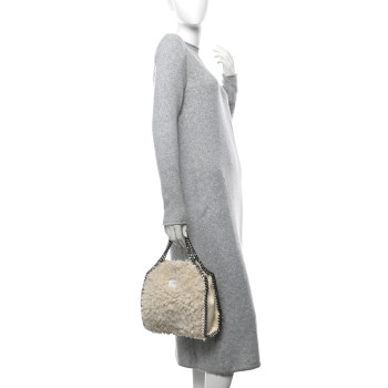 STELLA MCCARTNEY Wool Fur Mini Falabella Tote White
