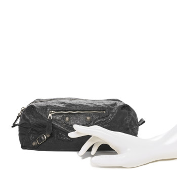BALENCIAGA Agneau Classic Hardware Pencil Case Black