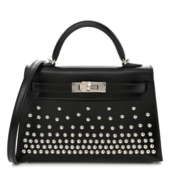 HERMES Box Studded Clouté Mini Kelly Sellier 20 Black