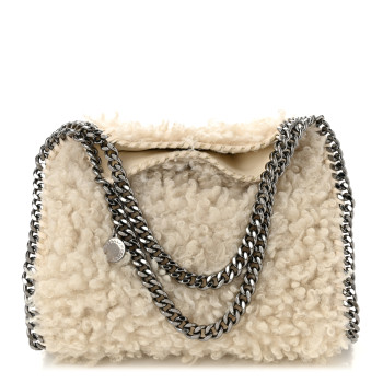 STELLA MCCARTNEY Wool Fur Mini Falabella Tote White