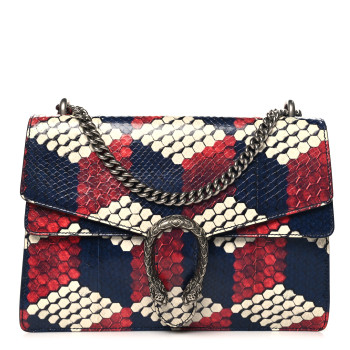 GUCCI Snakeskin Cubic Medium Dionysus Shoulder Bag Red White Blue