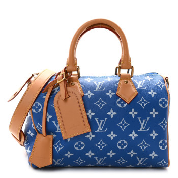 LOUIS VUITTON Calfskin Monogram Speedy P9 Bandouliere 25 Blue