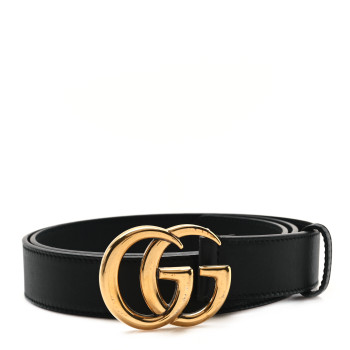 GUCCI Calfskin Double G 30mm Belt 95 38 Black
