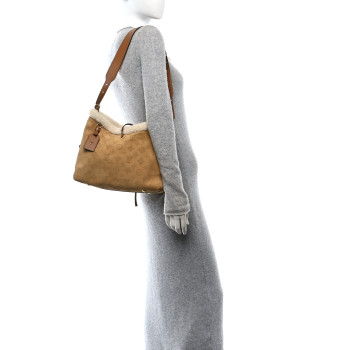 LOUIS VUITTON Suede Mahina CarryAll PM Beige