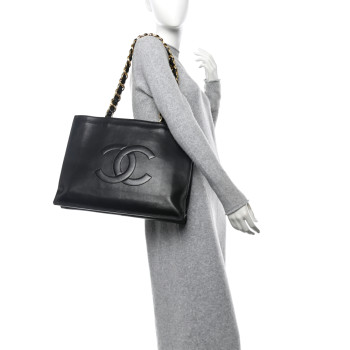 CHANEL Lambskin CC Tote Black