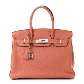 HERMES Taurillon Clemence Birkin 30  Rose Thé