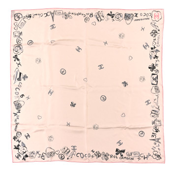 CHANEL Silk CC Square Scarf Pink