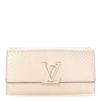 LOUIS VUITTON Metallic Snakeskin Capucines Wallet Pink